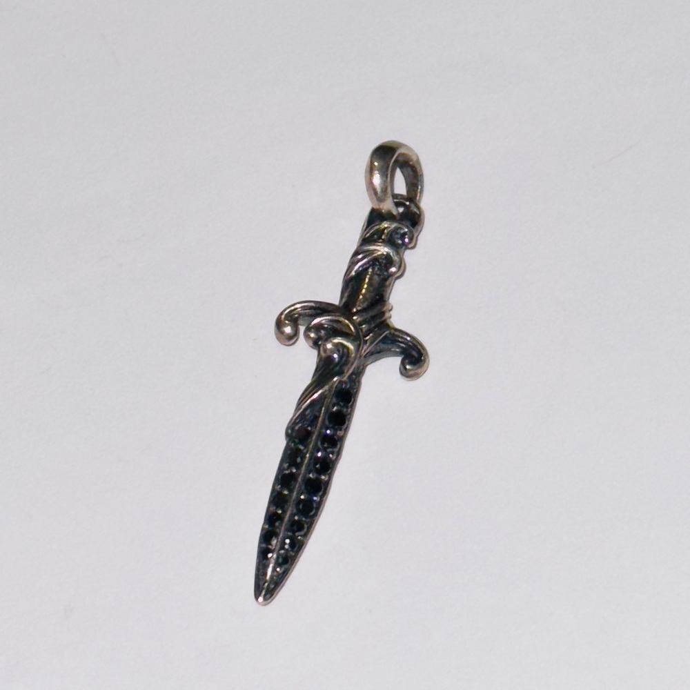 David Yurman Sterling Silver Dagger Pendant with Black Diamonds
